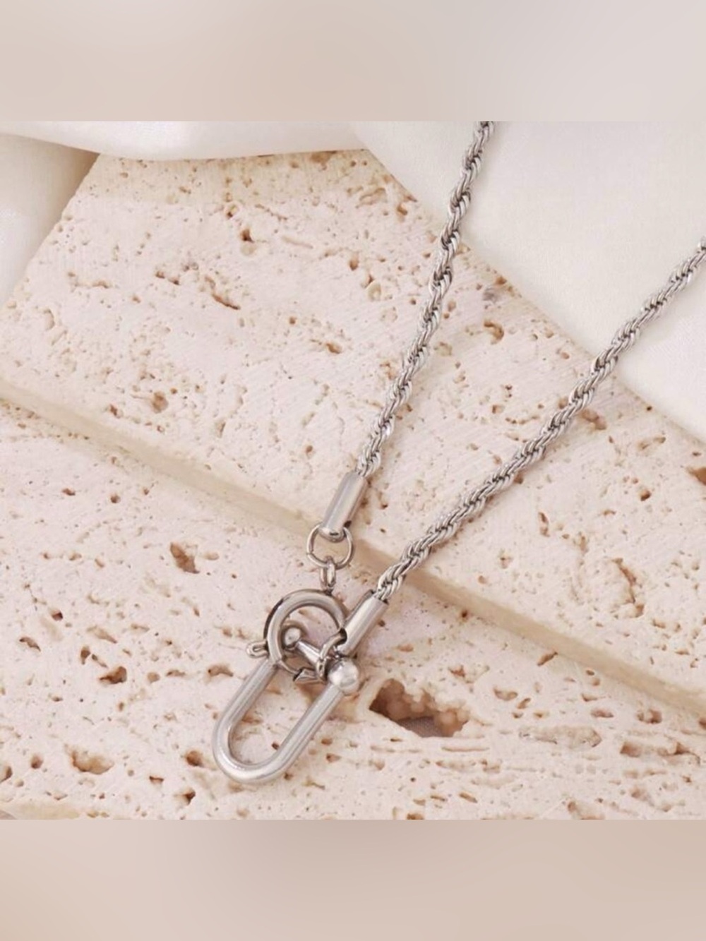 Sterling Silver Rope Chain Necklace with Toggle Clasp